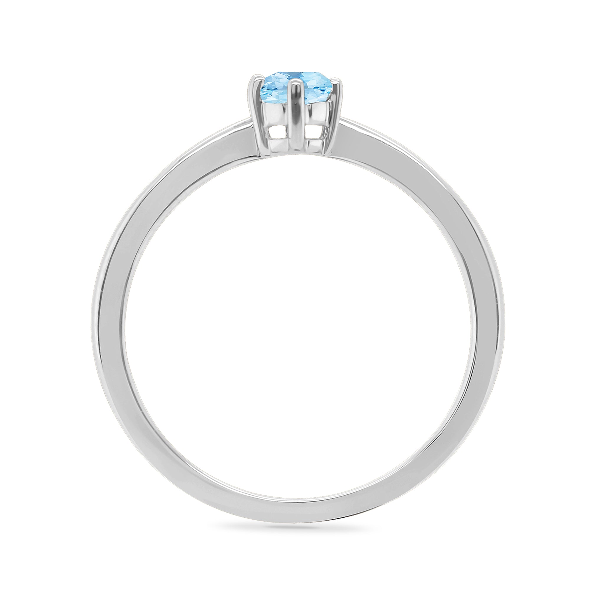 9ct white gold checkerboard cut  6x4mm oval aquamarine ring