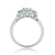 9ct white gold triple octagaon cut aquamarine (7x5mm & two 5x3mm) & diamond ring 0.03ct