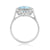 9ct white gold checkerboard cut 9mm cushion shape blue topaz & diamond ring 0.13ct