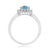 9ct white gold 8x6mm oval blue topaz & diamond cluster ring 0.15ct