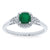 9ct white gold 5mm cushion shape emerald & diamond ring 0.15ct