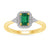 9ct gold 6x4mm octagon emerald & diamond cluster ring 0.10ct