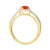 9ct gold 7x5mm pear shape fire opal & diamond cluster ring with diamond set shoulders 0.19ct