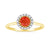 9ct gold 5.00mm round fire opal & diamond cluster ring  0.13ct