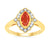 9ct gold 8x4mm marquise shape fire opal & diamond cluster ring 0.15ct