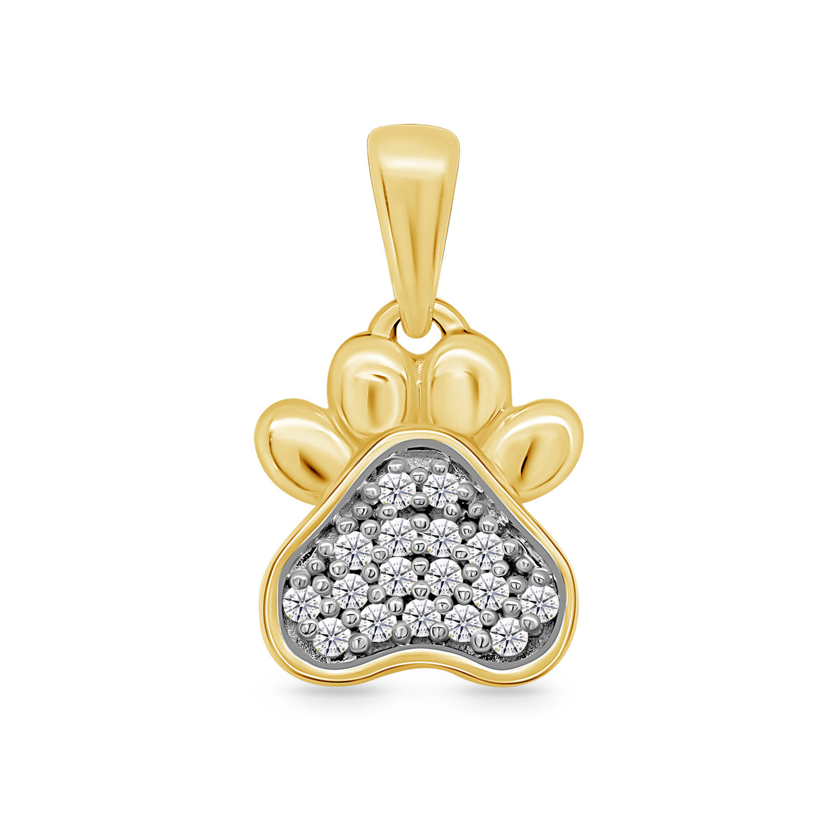 9ct gold diamond set dog paw pendant 0.07ct