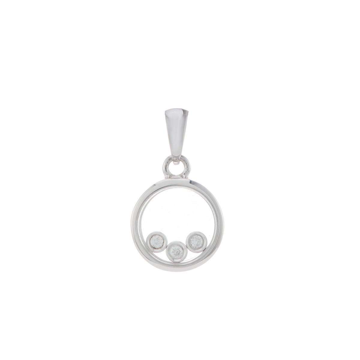 9ct white gold round diamond pendant 0.03ct