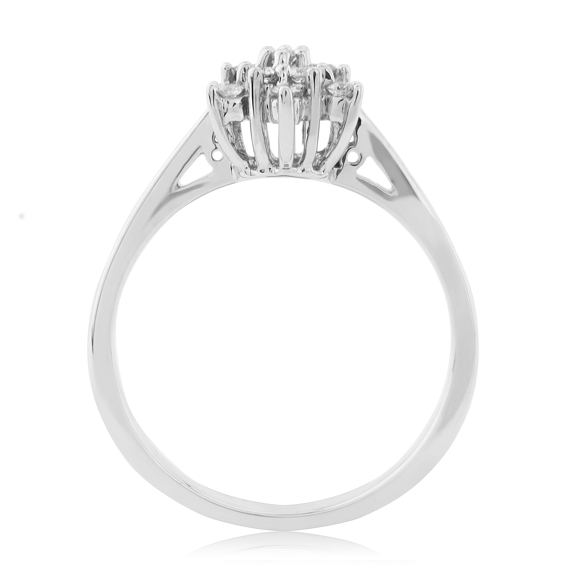 9ct white gold diamond cluster ring 0.20ct