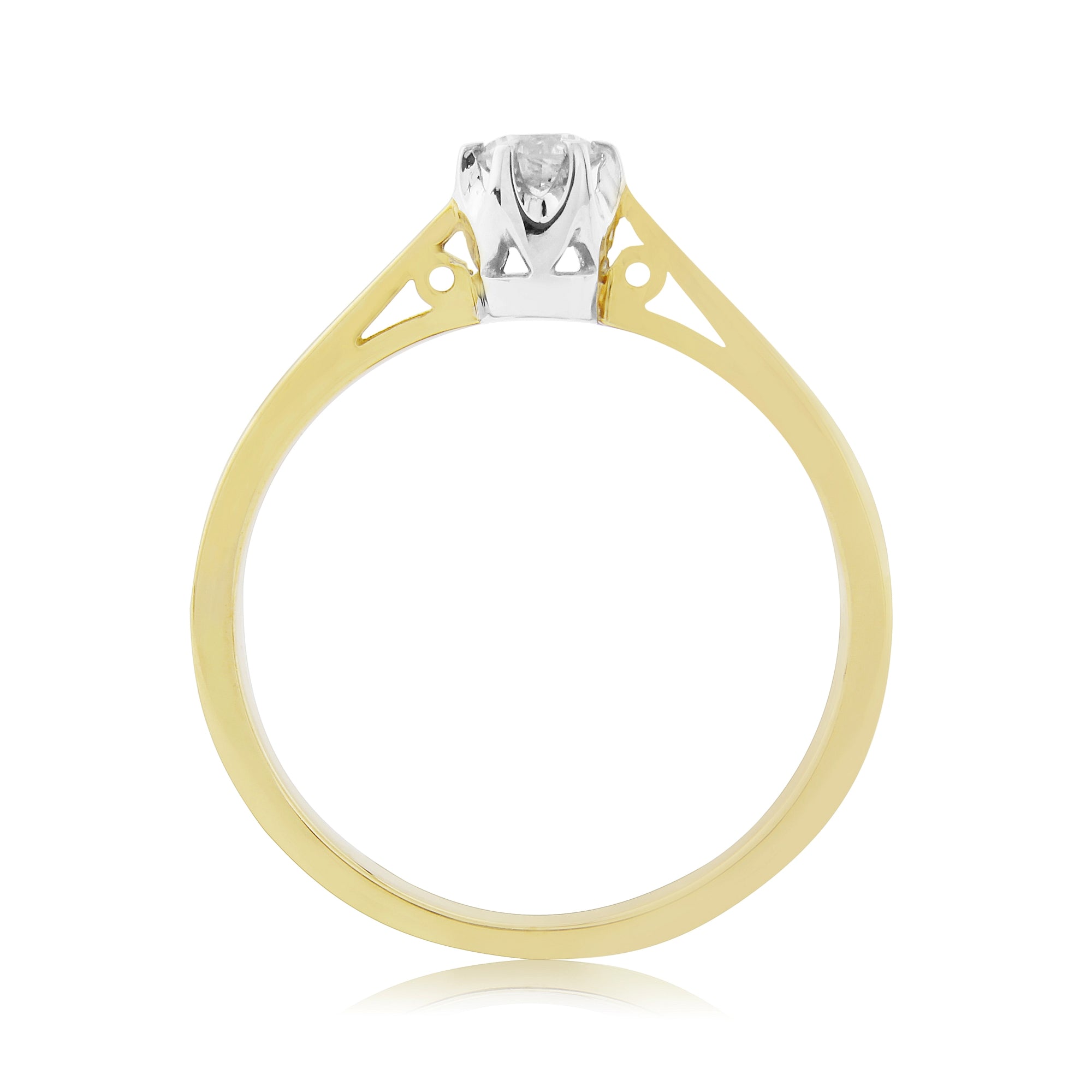 9ct gold six claw set single stone diamond ring 0.15ct