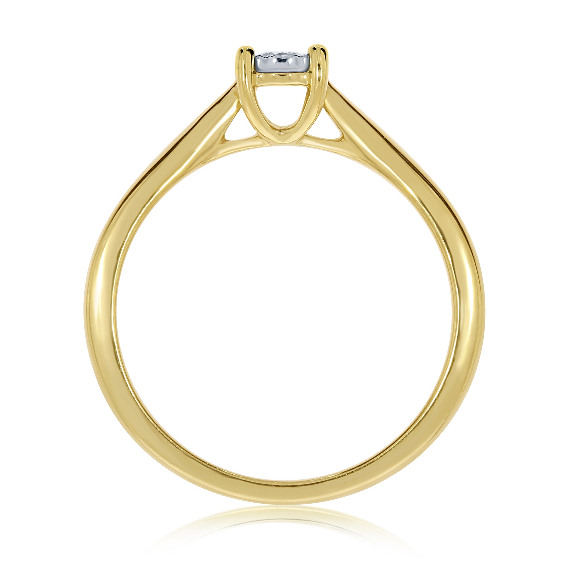 9ct gold single stone miracle plate diamond ring 0.08ct