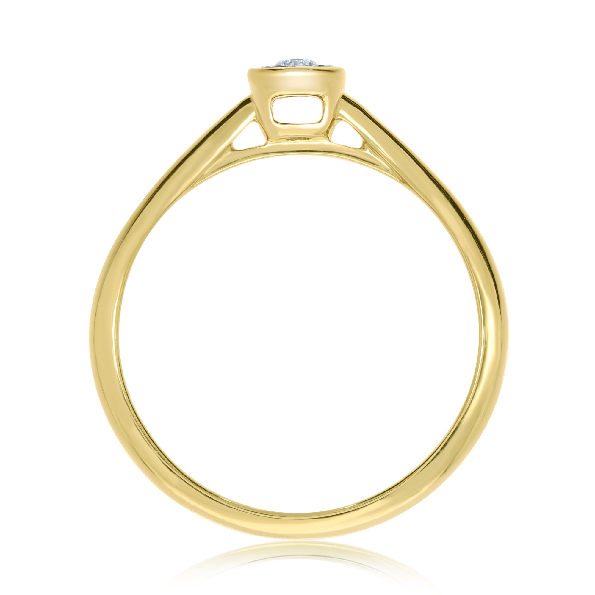 9ct gold single stone miracle plate diamond ring 0.05ct