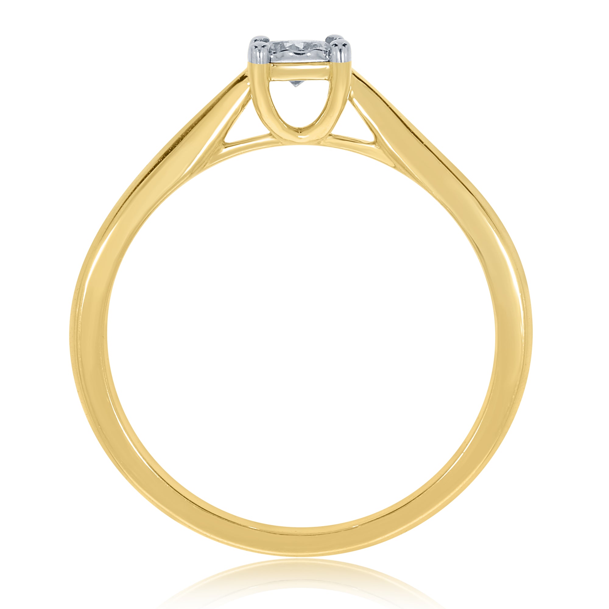 9ct gold single stone miracle plate diamond ring 0.25ct