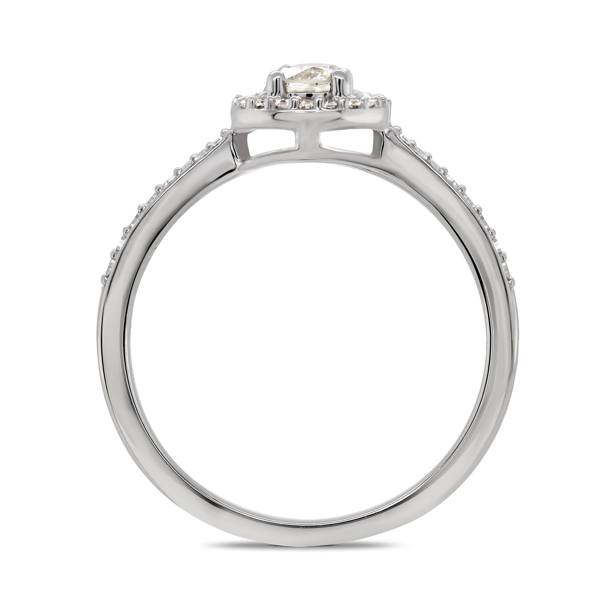 9ct white gold diamond set gap halo ring with diamond set shoulders 0.33ct