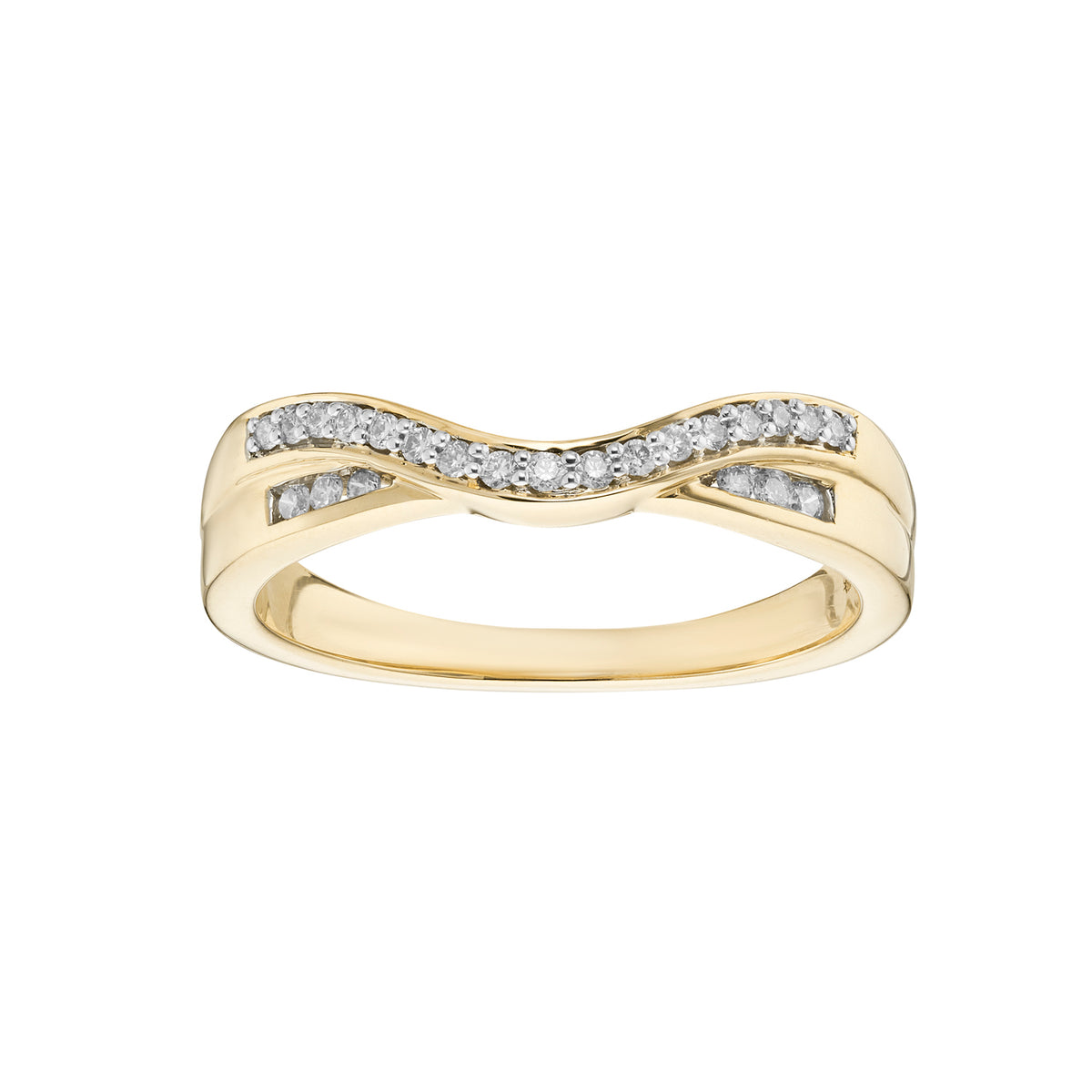 9ct Yellow gold wishbone &amp; diamond joined half et ring 0.13ct