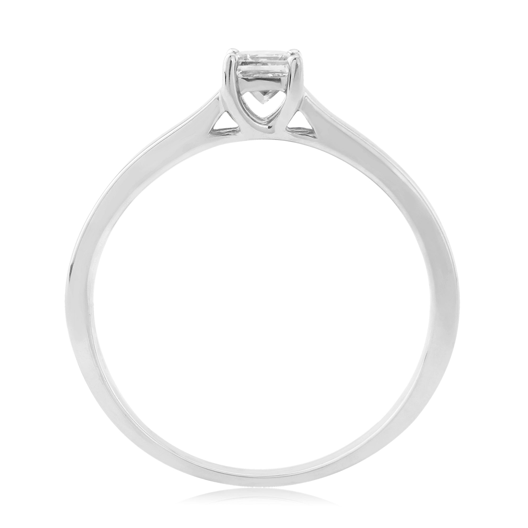 9ct white gold four claw princess cut single stone diamond ring 0.25ct