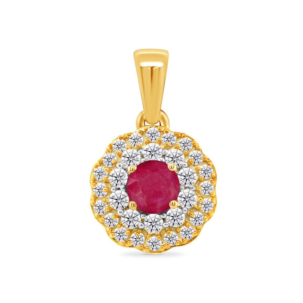 9ct gold 4mm ruby &amp; diamond pendant 0.11ct