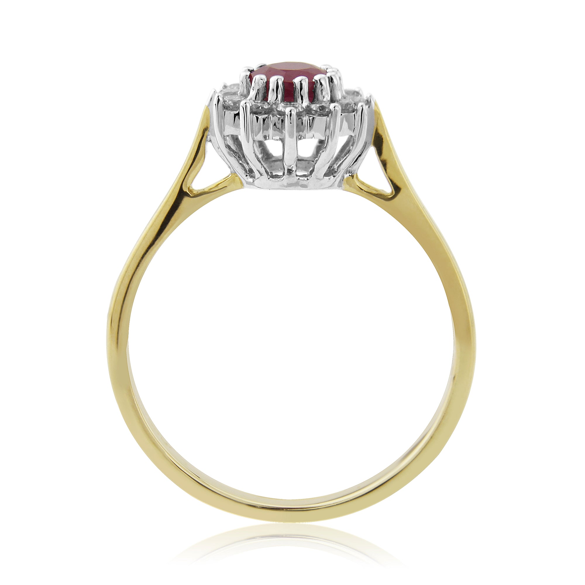 9ct gold 5x4mm oval ruby & diamond cluster ring 0.20ct