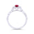 9ct white gold 6x4mm oval ruby & diamond cluster ring with diamond set shoulders 0.15ct