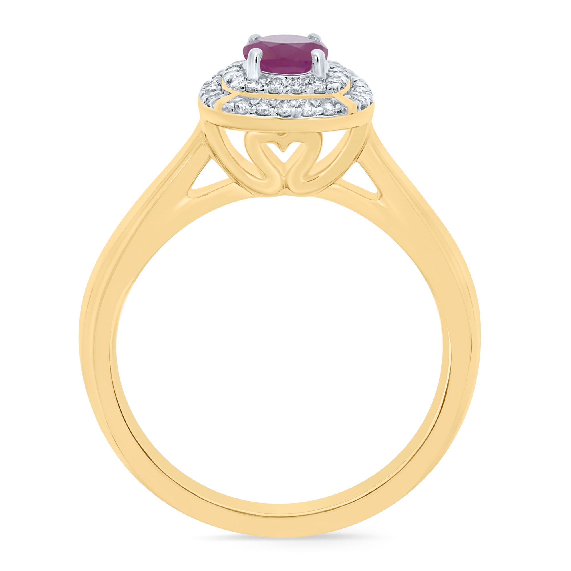 9ct gold 4.5mm round ruby & diamond cluster ring 0.14ct