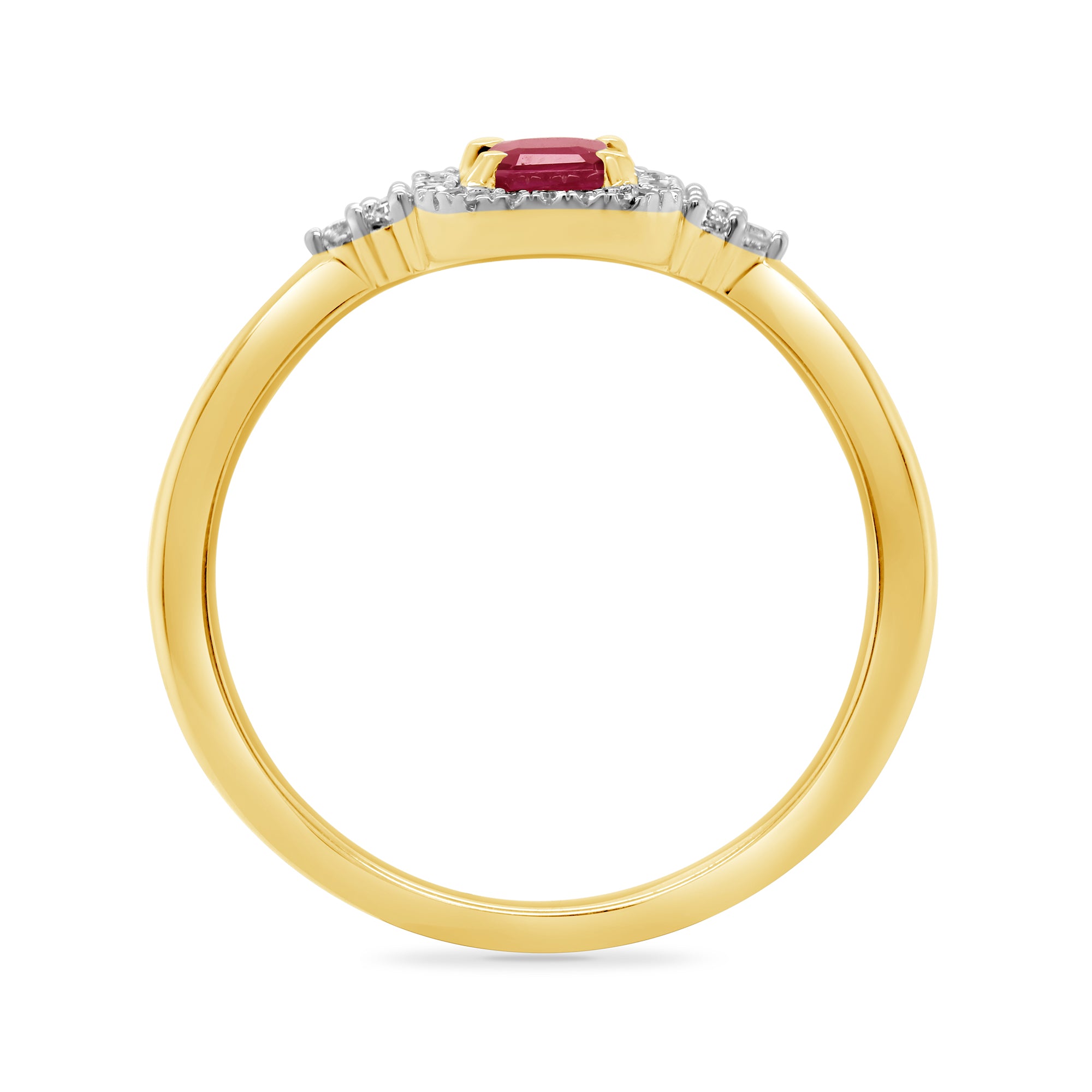 9ct gold 6x4mm octagon ruby & diamond cluster ring 0.10ct