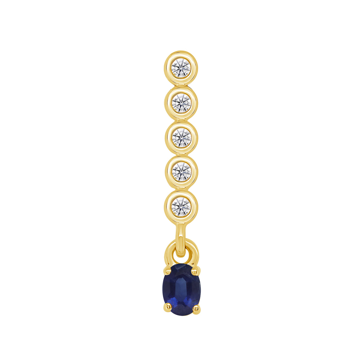 9ct gold 5x4mm oval sapphire &amp; diamond pendant 0.10ct