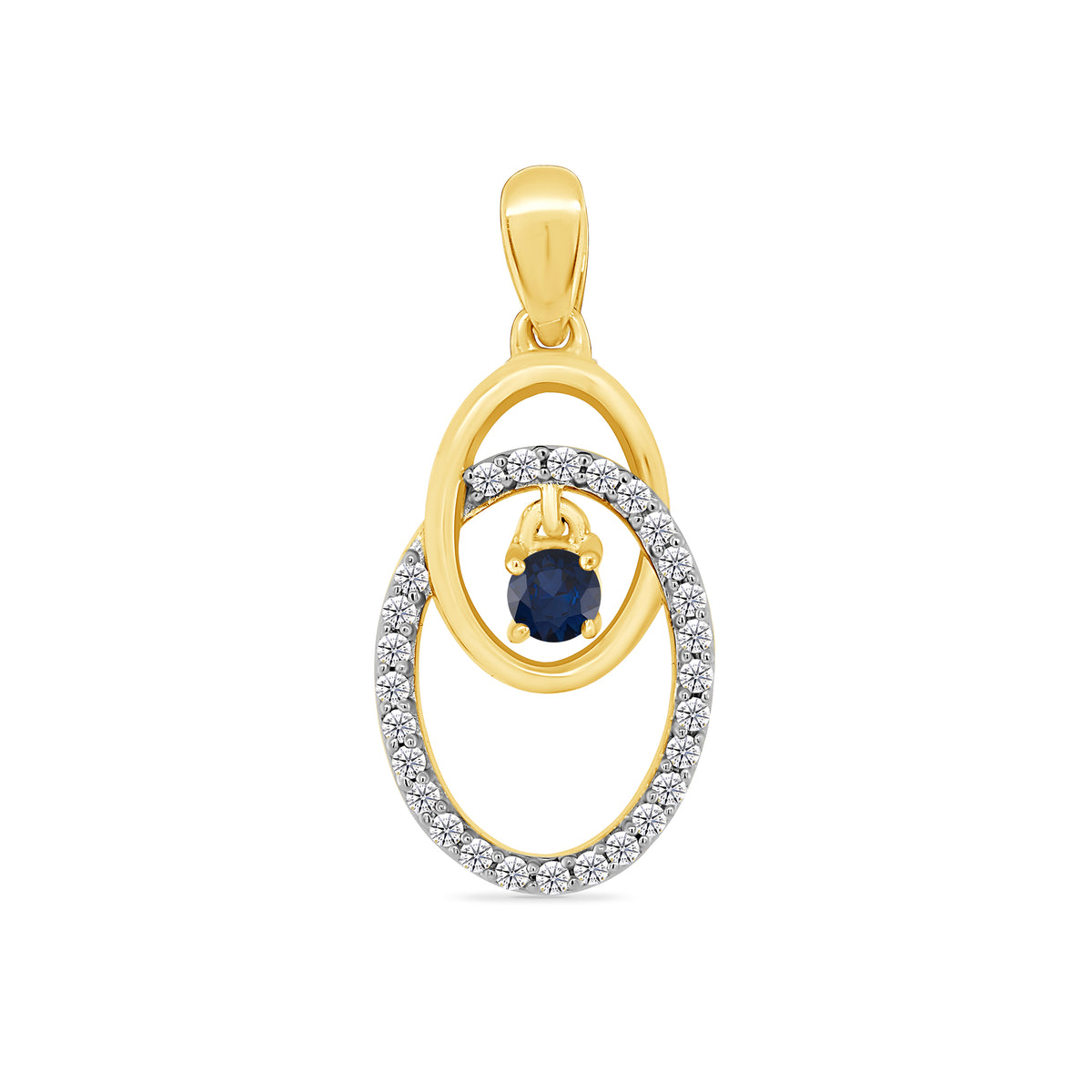 9ct gold sapphire &amp; diamond pendant 0.11ct