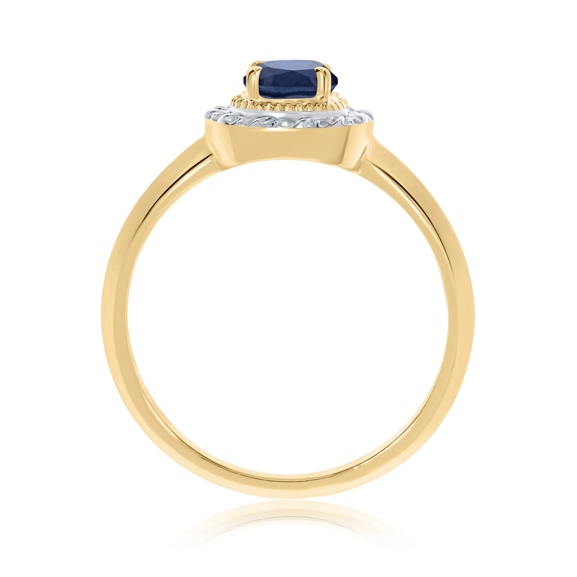 9ct gold 5mm round sapphire & diamond halo cluster ring 0.08ct