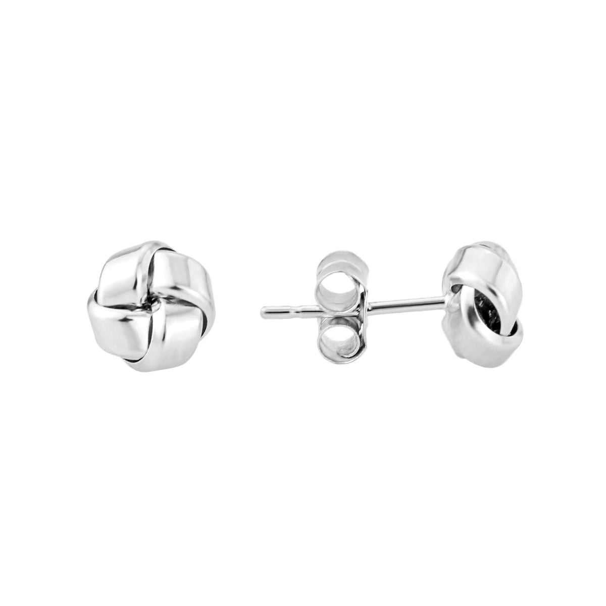 9ct white gold knot studs