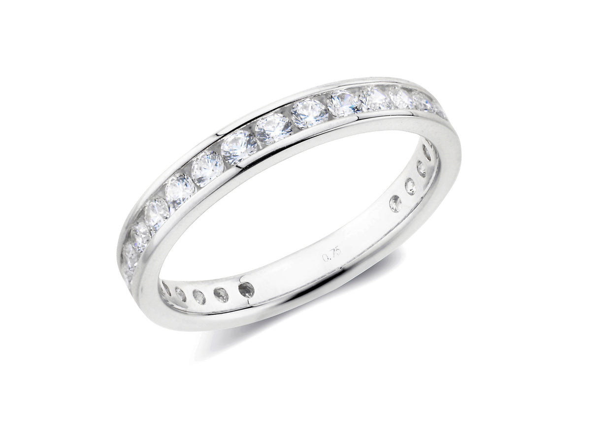 0.75ct channel set brilliant cut full diamond band ring