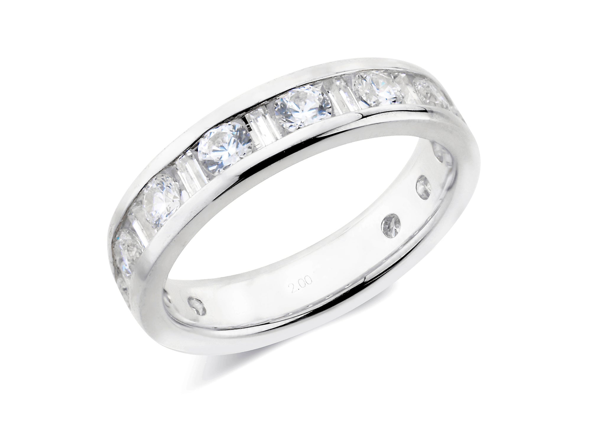 2.00ct channel set brilliant & baguette cut full diamond band ring