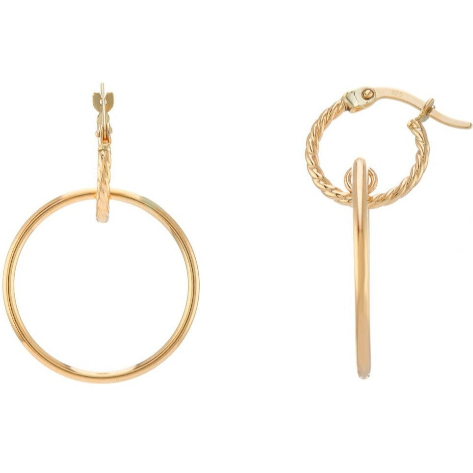 9ct gold creole &amp; hoop drop earrings