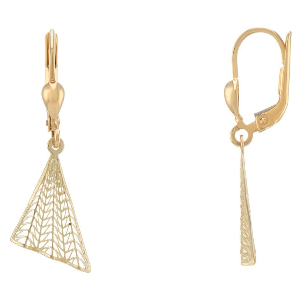 9ct gold fan drop earrings