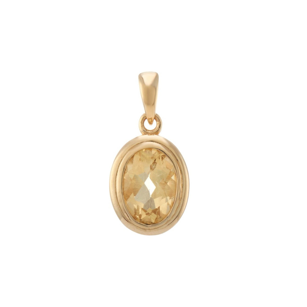 9ct gold 7x5mm oval rub over set citrine pendant