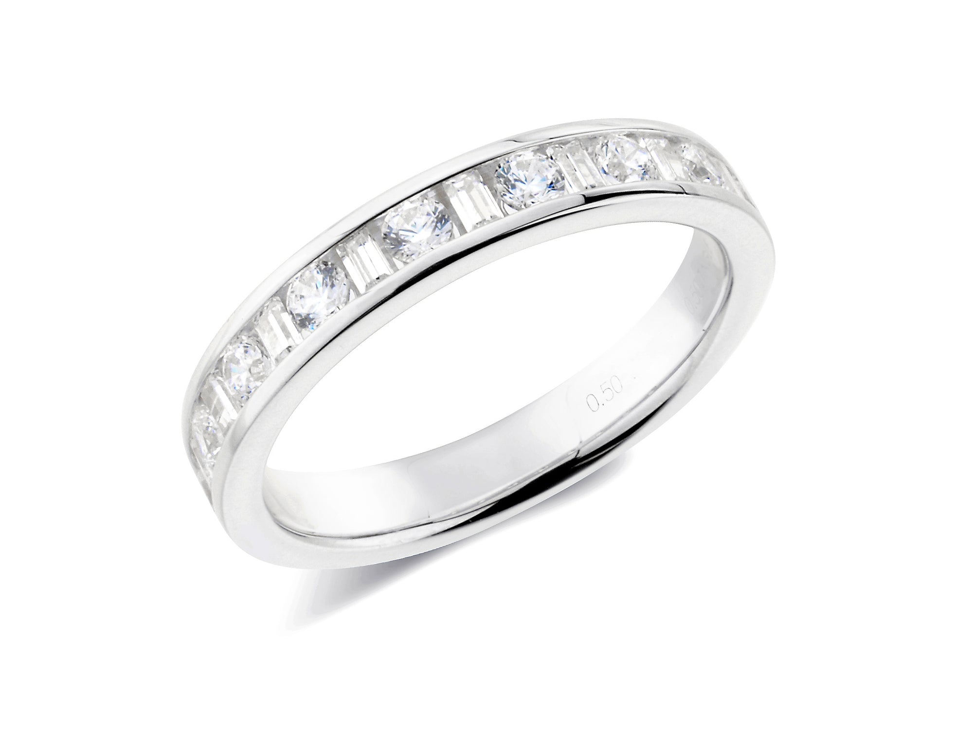 0.50ct channel set brilliant & baguette cut diamond band ring