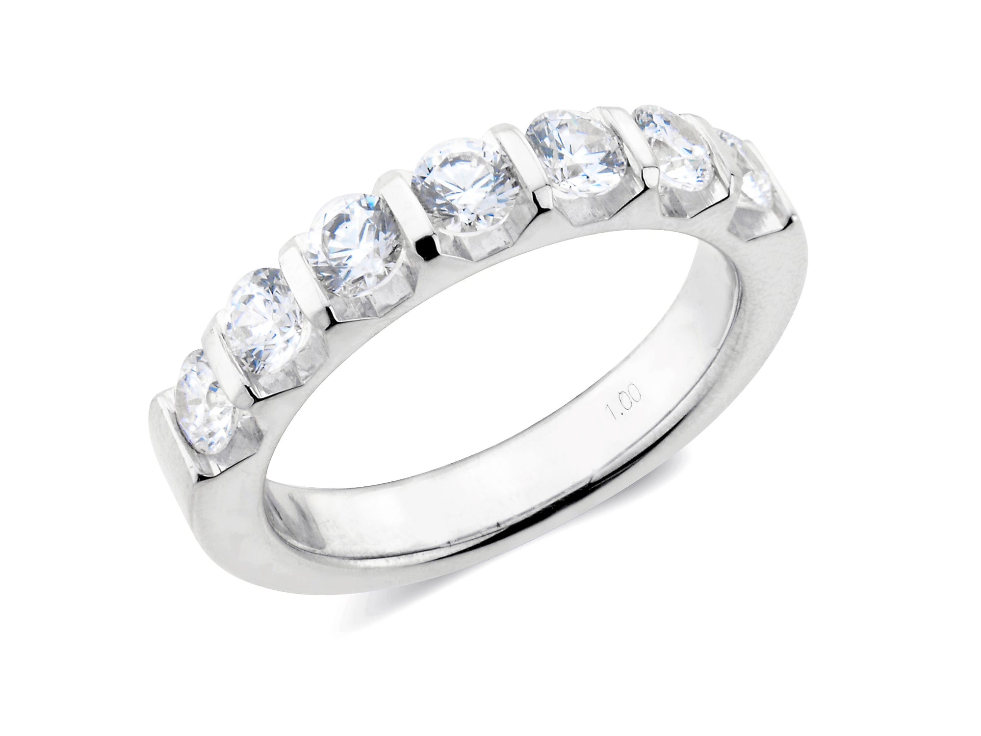 1.00ct bar set brilliant cut diamond band ring