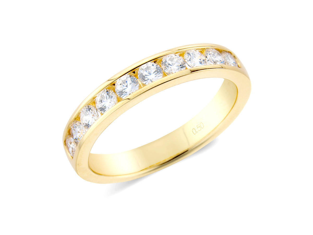 0.50ct channel set brilliant cut diamond band ring