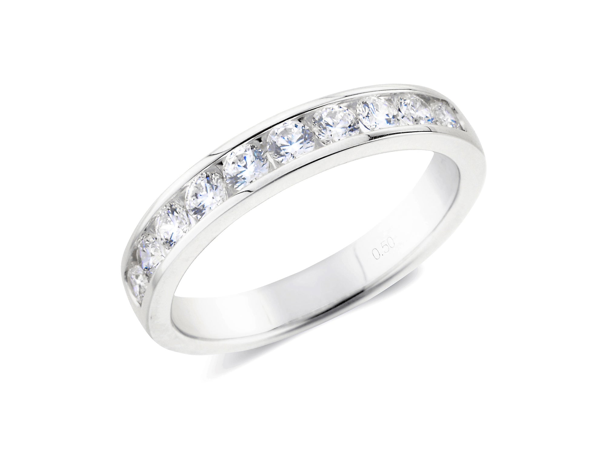 0.50ct channel set brilliant cut diamond band ring