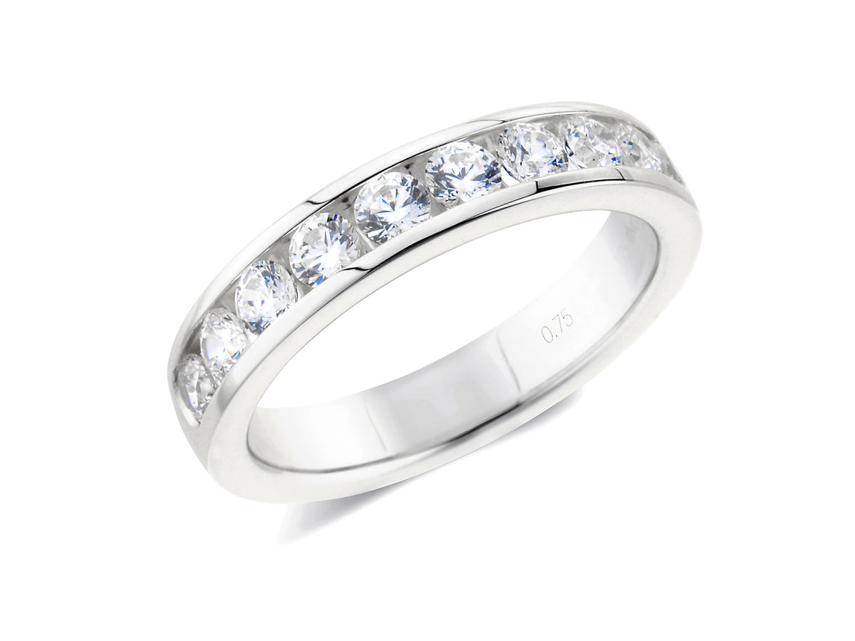 0.75ct channel set brilliant cut diamond band ring