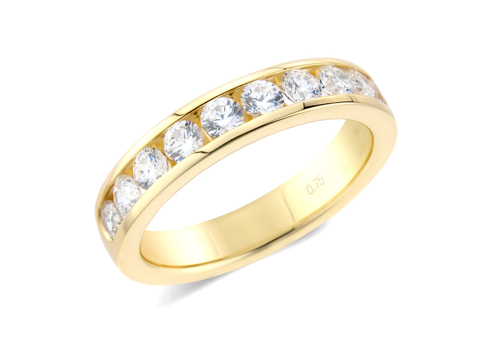 0.75ct channel set brilliant cut diamond band ring