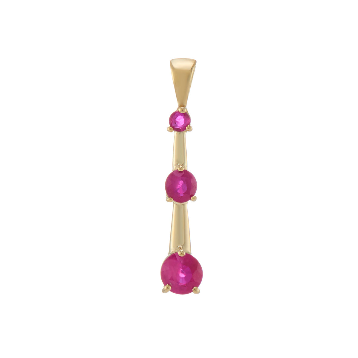 9ct gold triple round ruby (2,3 &amp; 4mm) pendant