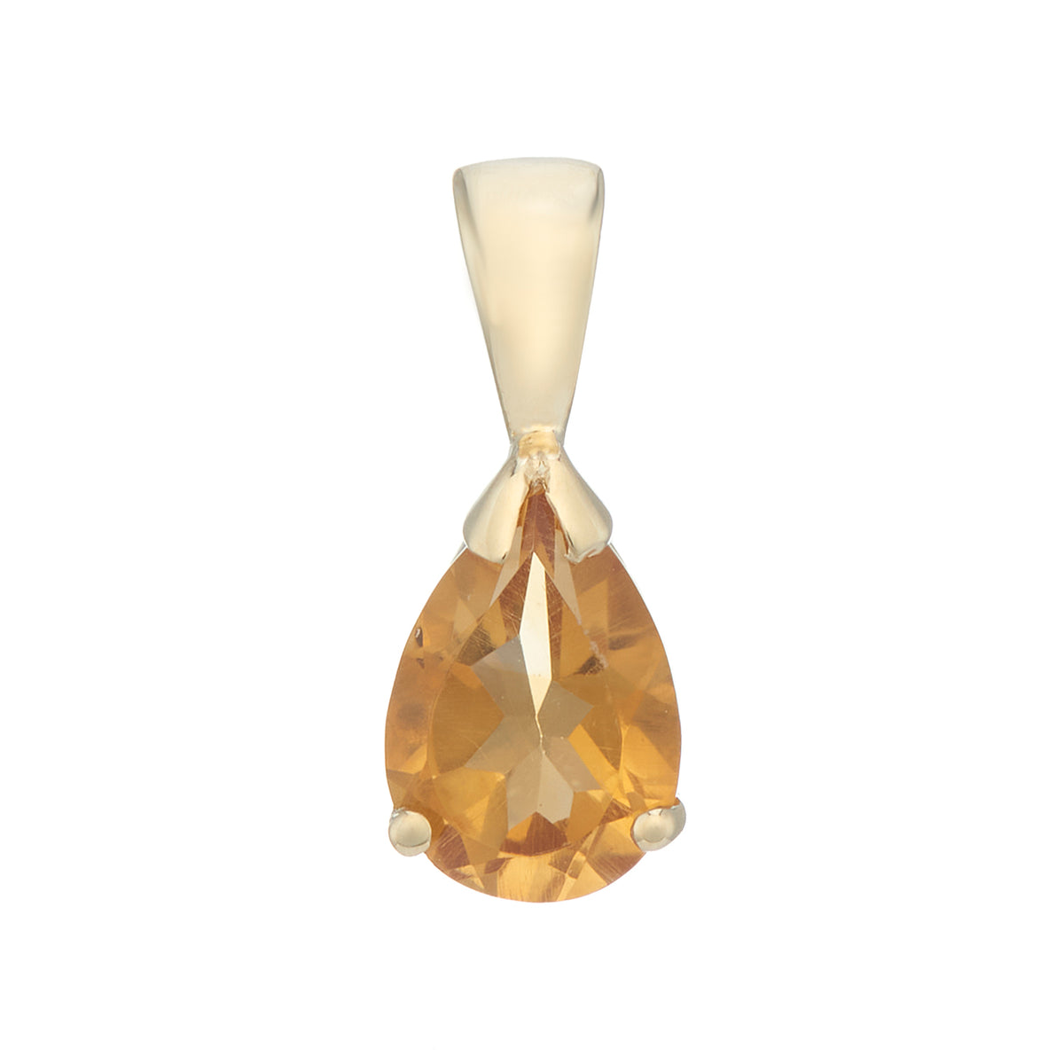 9ct gold 7x5mm pear shape citrine pendant