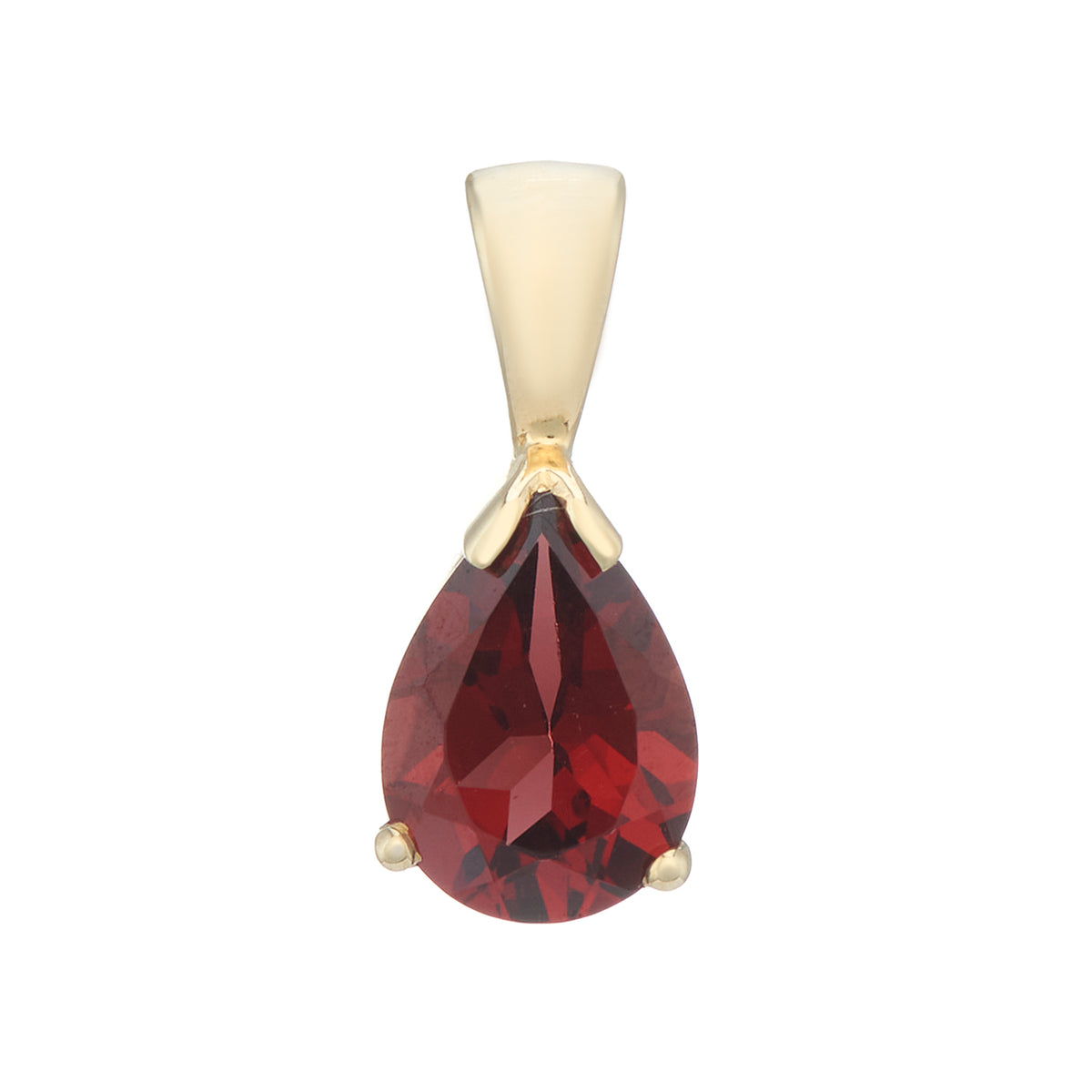 9ct gold 7x5mm pear shape garnet pendant