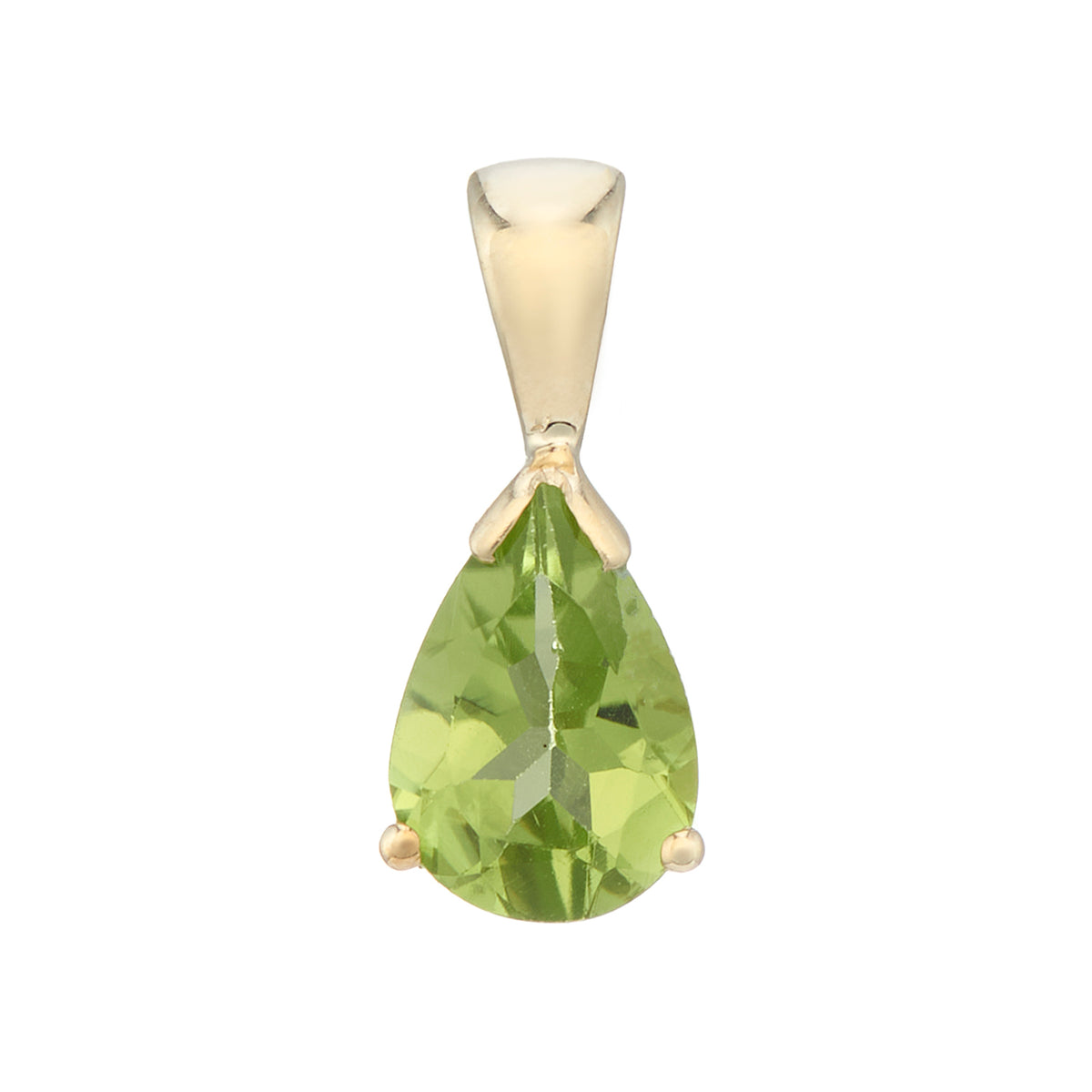 9ct gold 7x5mm pear shape peridot pendant