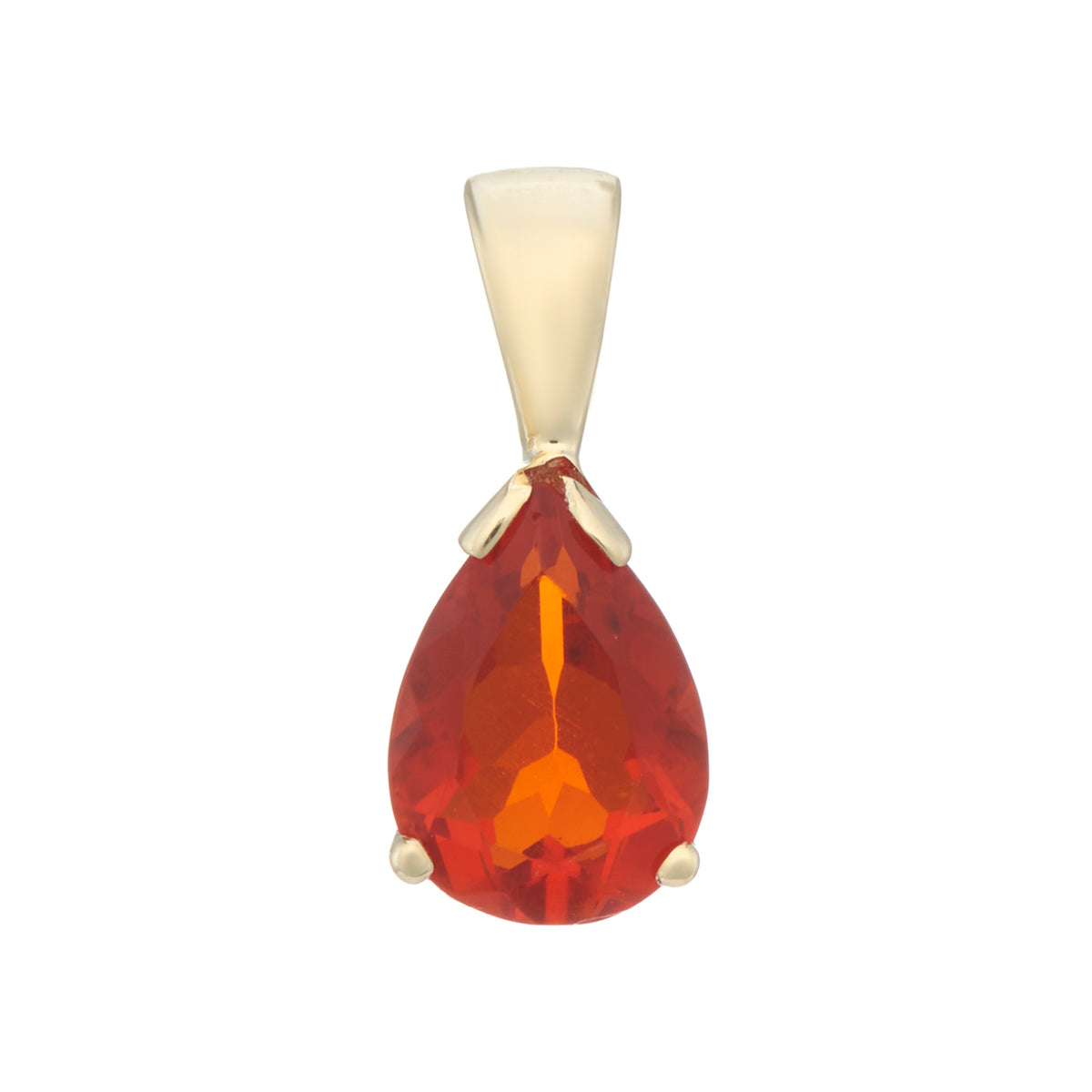 9ct gold 7x5mm pear shape fire opal pendant