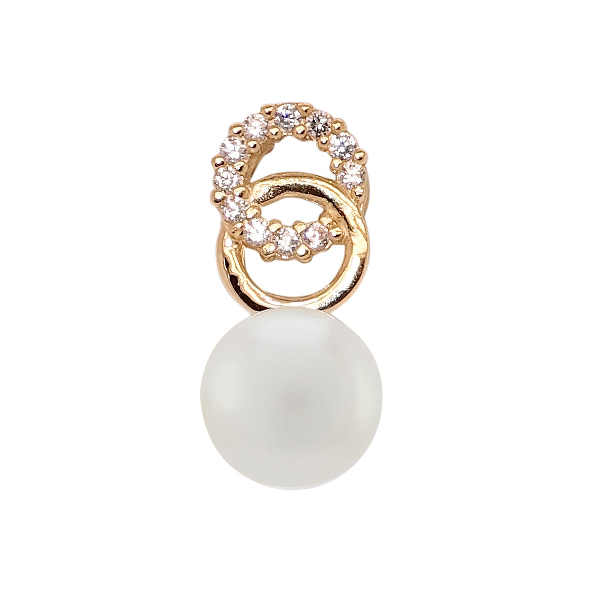 9ct gold 6mm freshwater pearl &amp; cz pendant