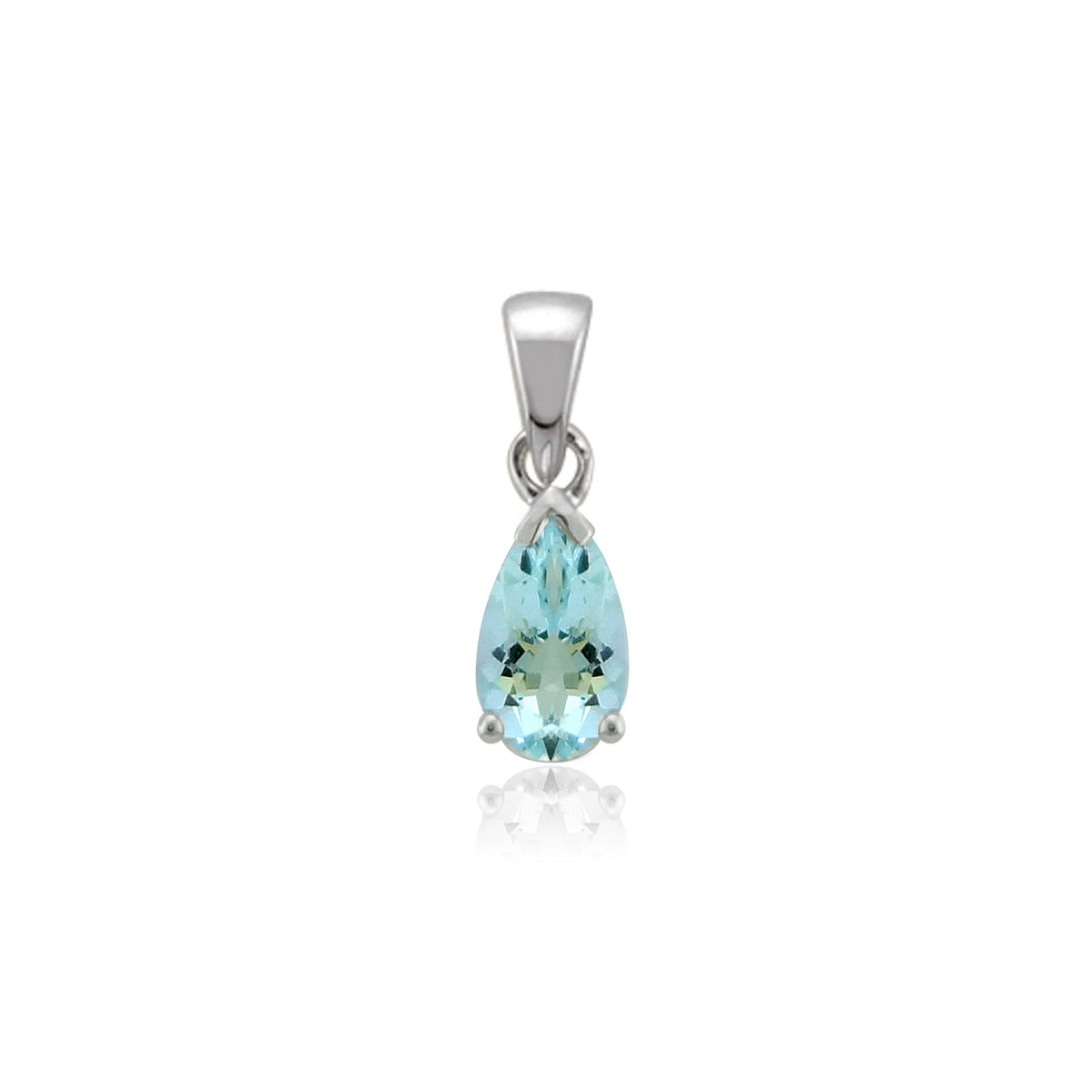 9ct white gold 7x5mm pear shape aquamarine pendant