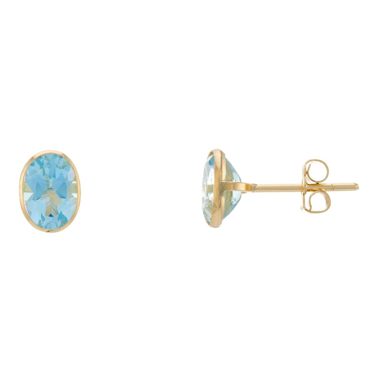 9ct gold7x5mm blue topaz studs