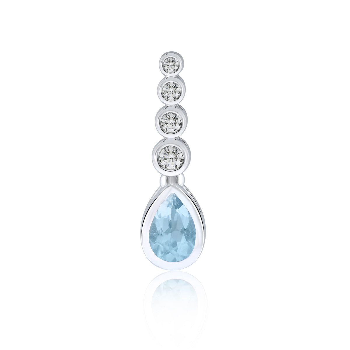 9ct white gold 6x4mm pear shape aquamarine &amp; diamond pendant 0.09ct