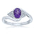 9ct white gold 7x5mm oval amethyst & triple diamond shoulder cross-over ring 0.15ct