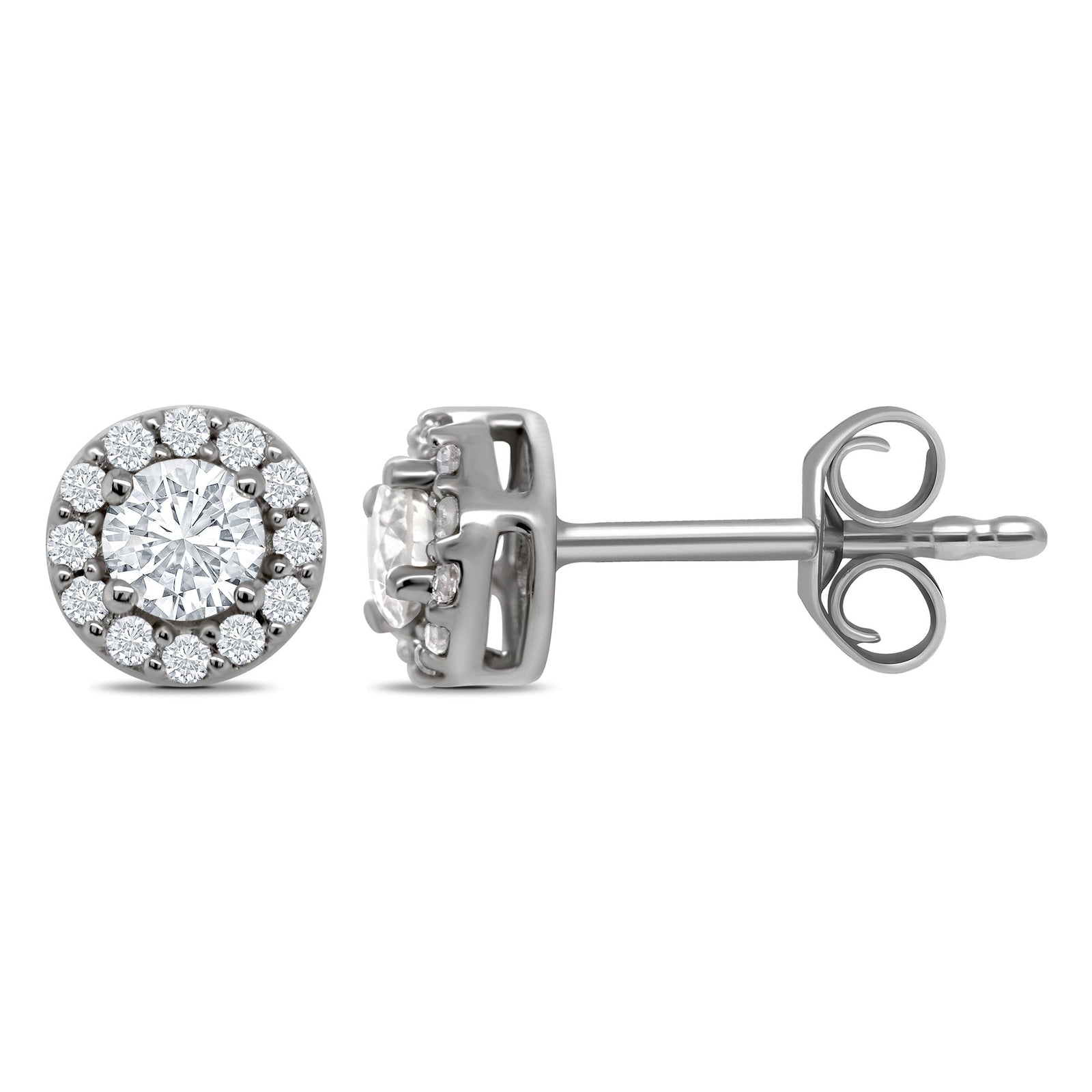 9ct white gold diamond set halo stud earrings 0.33ct